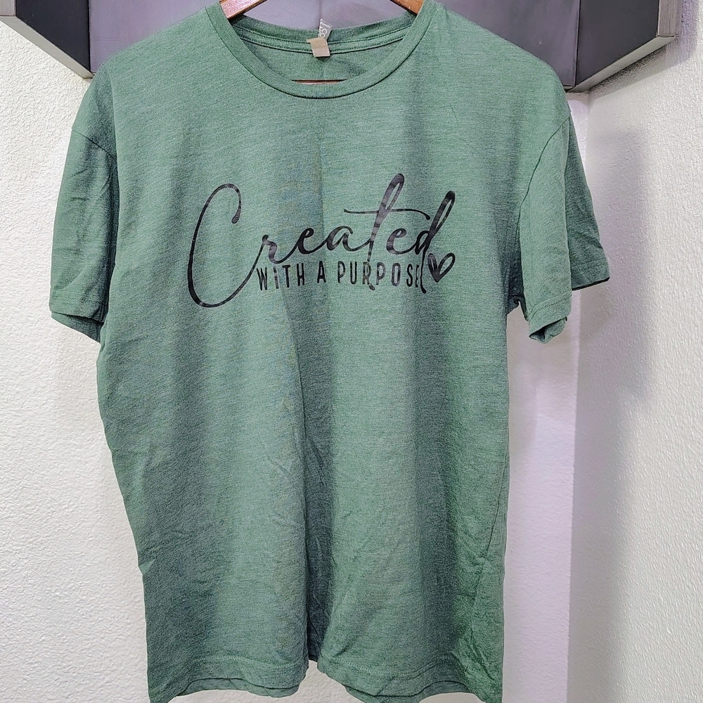 Cotton Heritage Green Crew Neck Created With A Purpose Graphic Tshirt Size Large